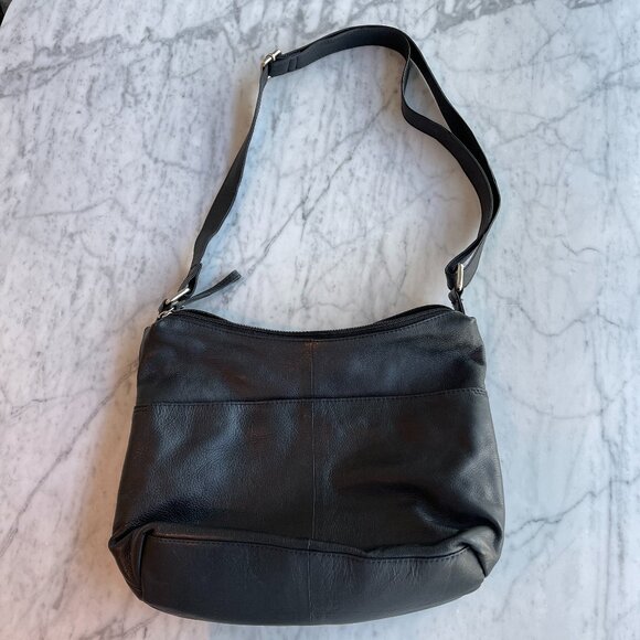 Marco Avane Black Leather Shoulder Bag - Picture 1 of 9